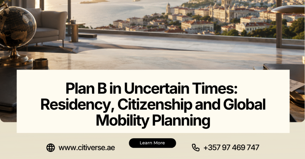 Plan B in uncertain times: residency, citizenship and global mobility planning for investors, entrepreneurs and internationally minded families.